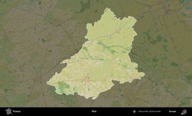 Vire. Fransa 'nın idari alanı karanlık bir OpenStreetMap İnsani Haritası' na vurgulandı ve özetlendi