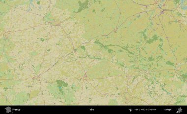 Vire. OpenStreetMap İnsani Yardım Stili Haritasında Fransa 'nın idari alanı