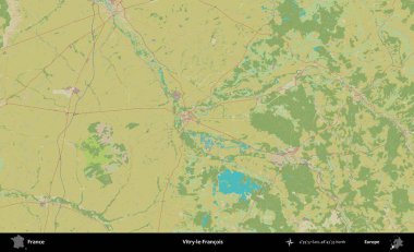 Vitry-le-Francois. OpenStreetMap İnsani Yardım Stili Haritasında Fransa 'nın idari alanı