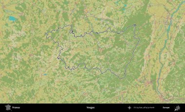Vosges. OpenStreetMap İnsani Haritada Fransa 'nın idari alanının ana hatları