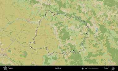 Vouziers. OpenStreetMap İnsani Haritada Fransa 'nın idari alanının ana hatları
