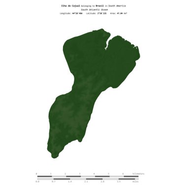 Brezilya 'ya ait Güney Atlantik Okyanusu' nda bulunan Ilha do Cajual renkli bir yükseklik haritasında izole edilmiştir.