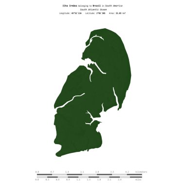 Brezilya 'ya ait Güney Atlantik Okyanusu' ndaki Ilha Irmaos, uzaklık ölçeğine sahip renkli bir yükseklik haritasında izole edilmiştir.