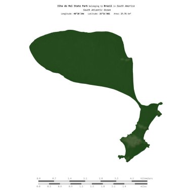 Brezilya 'ya ait olan Güney Atlantik Okyanusu' ndaki Ilha do Mel State Park, renkli bir yükseklik haritasında izole edilmiştir.