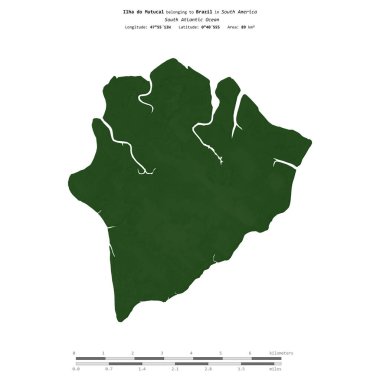 Brezilya 'ya ait olan Güney Atlantik Okyanusu' ndaki Ilha do Mutucal renkli bir yükseklik haritasında izole edilmiştir.