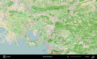 Aix-en-Provence. OpenStreetMap Fransız stili haritasında Fransa 'nın idari alanı