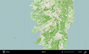 Ajaccio. OpenStreetMap Fransız stili haritasında Fransa 'nın idari alanı