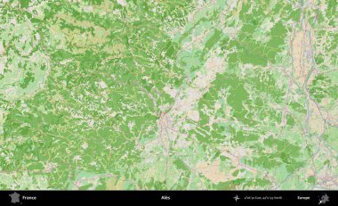 Ales. OpenStreetMap Fransız stili haritasında Fransa 'nın idari alanı