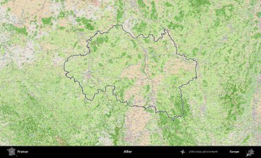 Allier. OpenStreetMap Fransız stili haritasında Fransa 'nın idari bölgesinin ana hatları belirlendi