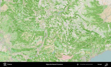Alpes-de-Haute-Provence. OpenStreetMap Fransız stili haritasında Fransa 'nın idari alanı