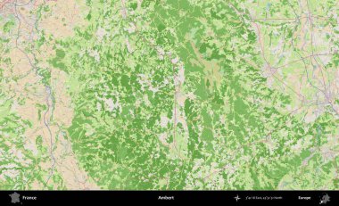 Ambert. OpenStreetMap Fransız stili haritasında Fransa 'nın idari alanı