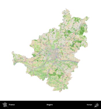Öfke. Fransa 'nın idari bölgesi bir OpenStreetMap Fransız tarzı haritada beyazda izole edildi