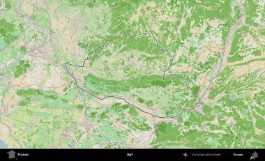 Bir daire. OpenStreetMap Fransız stili haritasında Fransa 'nın idari bölgesinin ana hatları belirlendi