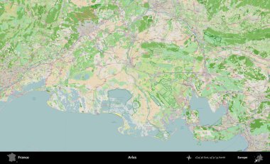 Arles. OpenStreetMap Fransız stili haritasında Fransa 'nın idari alanı