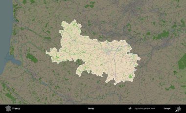 Arras. Fransa 'nın idari alanı koyu renk bir OpenStreetMap tarzı Fransız haritasına vurgulandı ve özetlendi