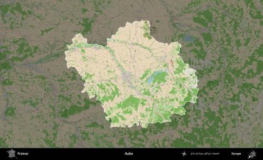Aube. Fransa 'nın idari alanı koyu renk bir OpenStreetMap tarzı Fransız haritasına vurgulandı ve özetlendi