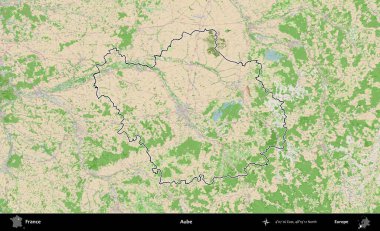 Aube. OpenStreetMap Fransız stili haritasında Fransa 'nın idari bölgesinin ana hatları belirlendi