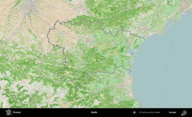 Aude. OpenStreetMap Fransız stili haritasında Fransa 'nın idari bölgesinin ana hatları belirlendi