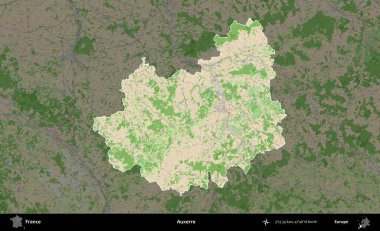 Auxerre. Fransa 'nın idari alanı koyu renk bir OpenStreetMap tarzı Fransız haritasına vurgulandı ve özetlendi