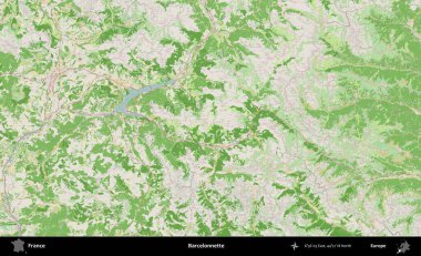 Barcelonnette. OpenStreetMap Fransız stili haritasında Fransa 'nın idari alanı