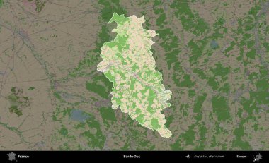 Bar-le-Duc. Fransa 'nın idari alanı koyu renk bir OpenStreetMap tarzı Fransız haritasına vurgulandı ve özetlendi