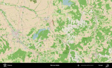 Bar-sur-Aube. OpenStreetMap Fransız stili haritasında Fransa 'nın idari alanı