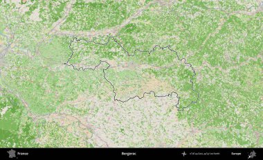 Bergerac. OpenStreetMap Fransız stili haritasında Fransa 'nın idari bölgesinin ana hatları belirlendi