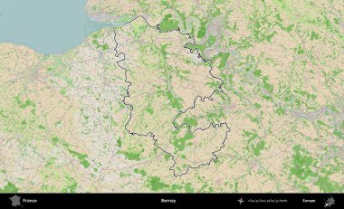 Bernay. OpenStreetMap Fransız stili haritasında Fransa 'nın idari bölgesinin ana hatları belirlendi