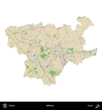 Bethune. Fransa 'nın idari bölgesi bir OpenStreetMap Fransız tarzı haritada beyazda izole edildi