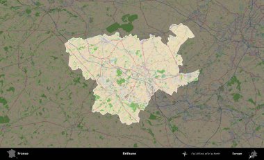 Bethune. Fransa 'nın idari alanı koyu renk bir OpenStreetMap tarzı Fransız haritasına vurgulandı ve özetlendi
