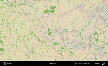 Bethune. OpenStreetMap Fransız stili haritasında Fransa 'nın idari alanı