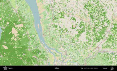 Blaye. OpenStreetMap Fransız stili haritasında Fransa 'nın idari alanı