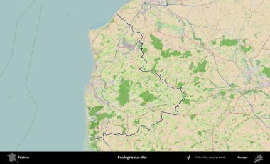 Boulogne-sur-Mer. OpenStreetMap Fransız stili haritasında Fransa 'nın idari bölgesinin ana hatları belirlendi