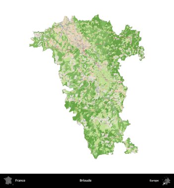 Gelin hanım. Fransa 'nın idari bölgesi bir OpenStreetMap Fransız tarzı haritada beyazda izole edildi