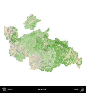 Marangozlar. Fransa 'nın idari bölgesi bir OpenStreetMap Fransız tarzı haritada beyazda izole edildi