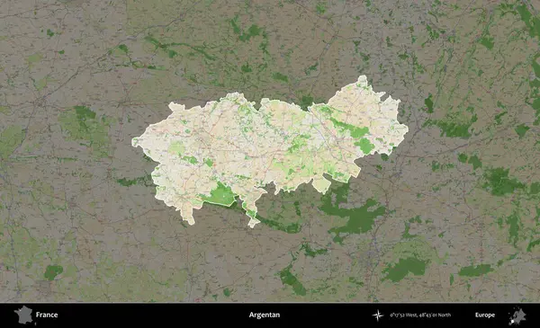 Arjantinli. Fransa 'nın idari alanı koyu renk bir OpenStreetMap tarzı Fransız haritasına vurgulandı ve özetlendi