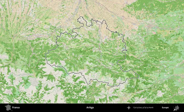 Ariege. OpenStreetMap Fransız stili haritasında Fransa 'nın idari bölgesinin ana hatları belirlendi