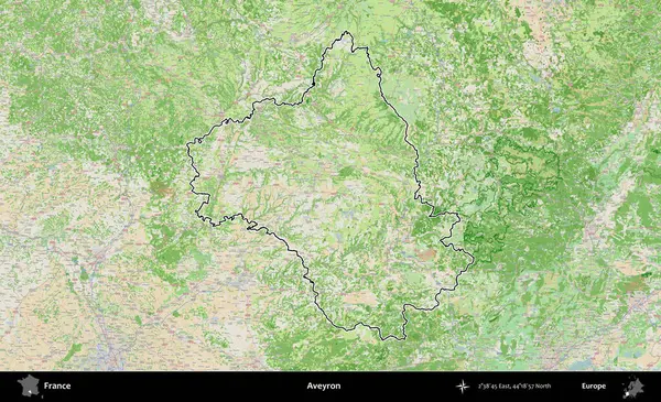 Aveyron. OpenStreetMap Fransız stili haritasında Fransa 'nın idari bölgesinin ana hatları belirlendi