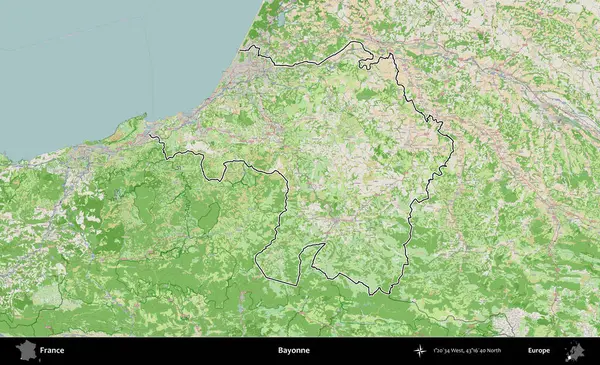 Bayonne. OpenStreetMap Fransız stili haritasında Fransa 'nın idari bölgesinin ana hatları belirlendi