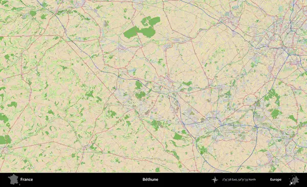 Bethune. OpenStreetMap Fransız stili haritasında Fransa 'nın idari alanı