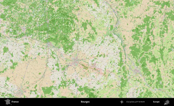 Bourges. OpenStreetMap Fransız stili haritasında Fransa 'nın idari alanı