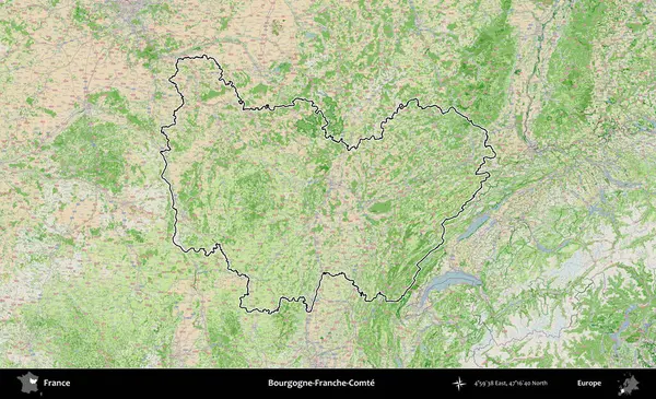 Bourgogne-Franche-Comte. OpenStreetMap Fransız stili haritasında Fransa 'nın idari bölgesinin ana hatları belirlendi