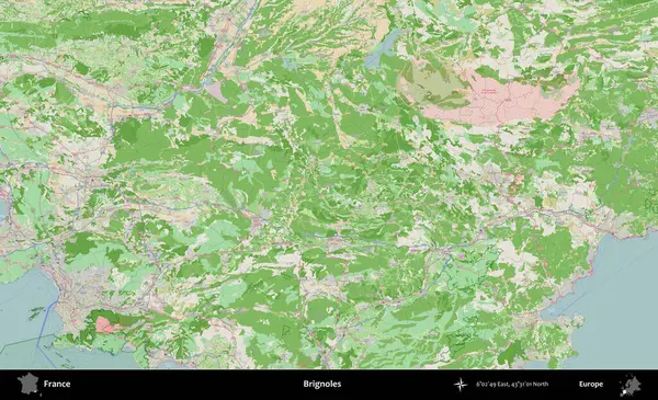 Brignoles. OpenStreetMap Fransız stili haritasında Fransa 'nın idari alanı