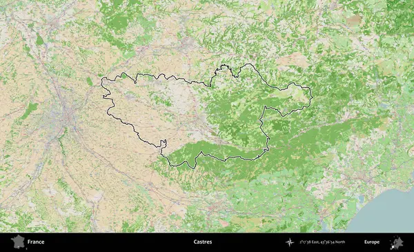 Castres. OpenStreetMap Fransız stili haritasında Fransa 'nın idari bölgesinin ana hatları belirlendi