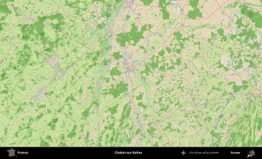 Chalon-sur-Saone. OpenStreetMap Fransız stili haritasında Fransa 'nın idari alanı