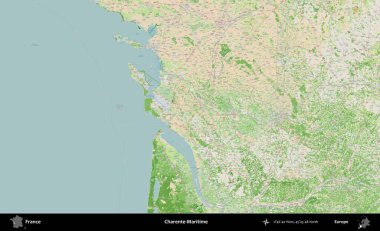 Charente-Maritime. OpenStreetMap Fransız stili haritasında Fransa 'nın idari alanı