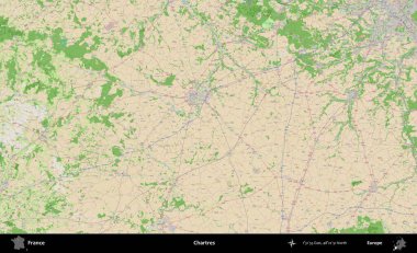 Chartres. OpenStreetMap Fransız stili haritasında Fransa 'nın idari alanı