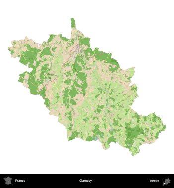 İstiridye. Fransa 'nın idari bölgesi bir OpenStreetMap Fransız tarzı haritada beyazda izole edildi