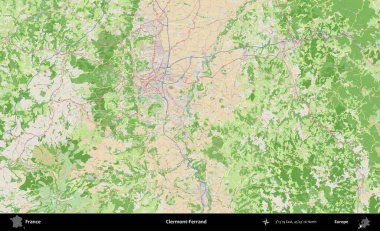 Clermont-Ferrand. OpenStreetMap Fransız stili haritasında Fransa 'nın idari alanı
