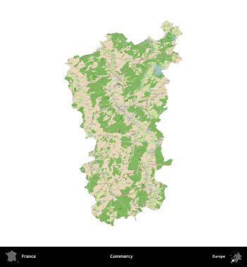 Merhamet et. Fransa 'nın idari bölgesi bir OpenStreetMap Fransız tarzı haritada beyazda izole edildi